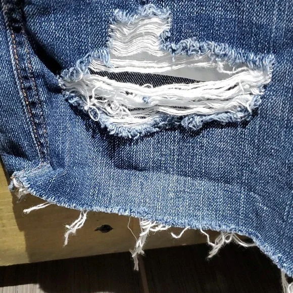 DENIM AEO AMERICAN EAGLE OUTFITTERS OVERALLS DISTRESSED RIPS SIZE SMALL - Picture 6 of 9